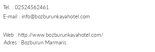 Bozburun Kaya Hotel telefon numaralar, faks, e-mail, posta adresi ve iletiim bilgileri